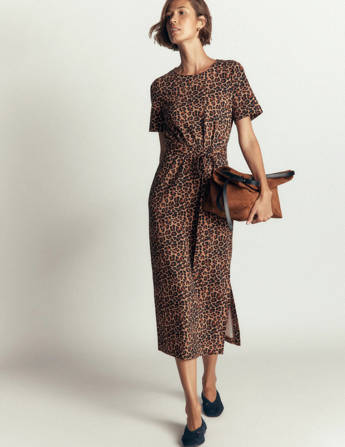 T-Shirt Jersey Midi Dress-Camel, Animal Fields