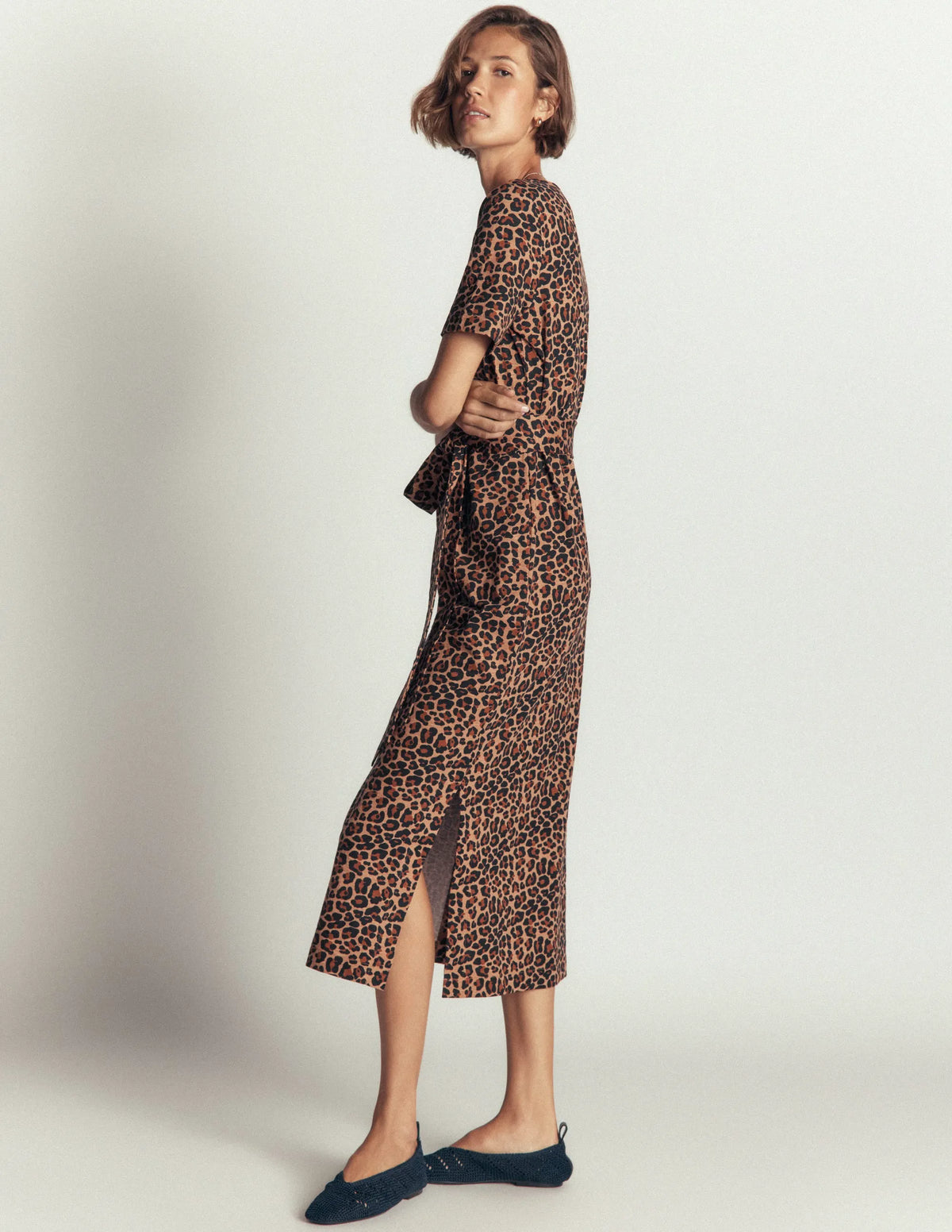 T-Shirt Jersey Midi Dress-Camel, Animal Fields