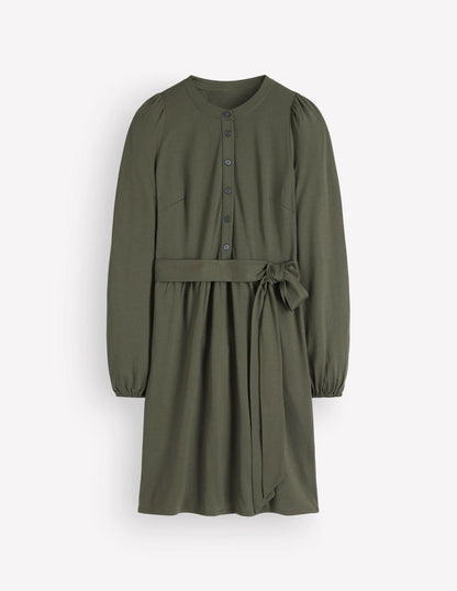 Adele Belted Jersey Dress-Chrome Green