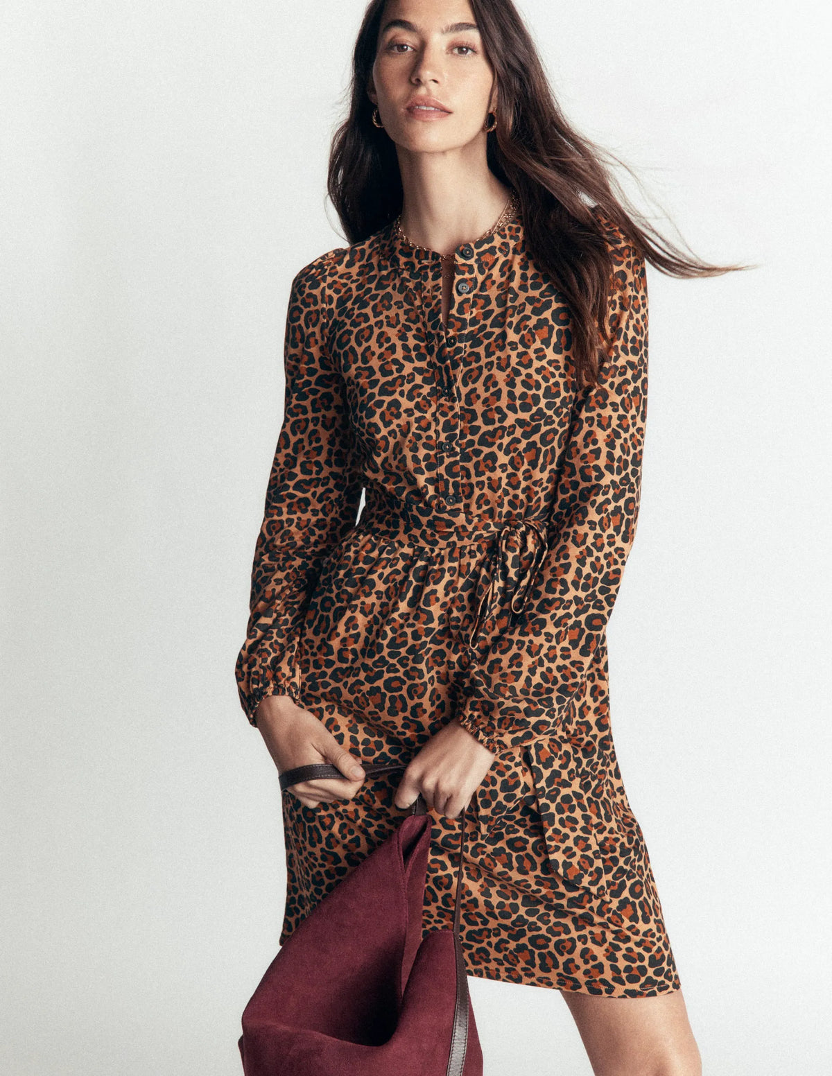 Adele Belted Jersey Dress-Camel, Animal Fields