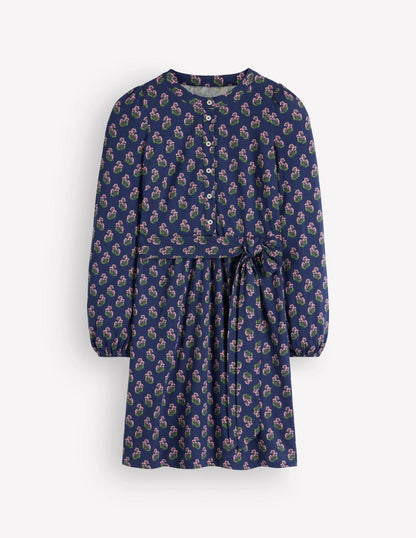 Adele Belted Jersey Dress-College Navy, Ditsy Carnation