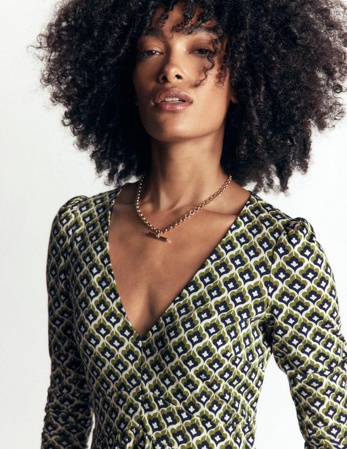 Briony Jersey Short Dress-French Navy, Geo Party