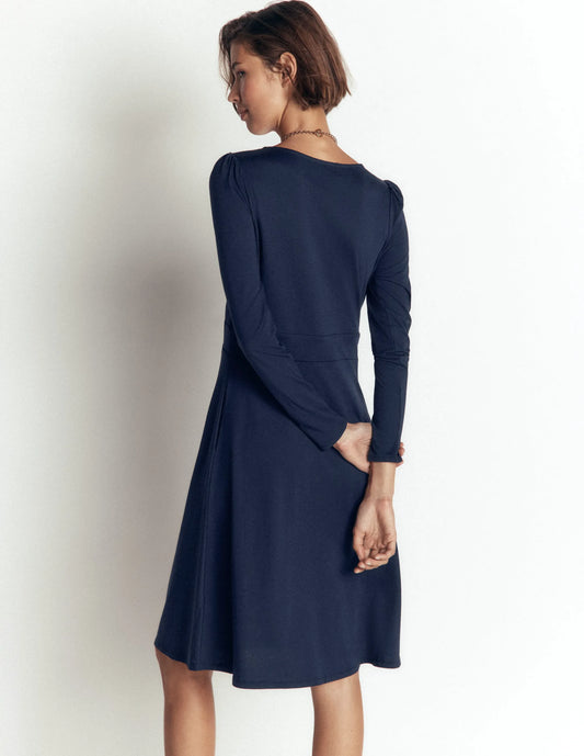 Briony Jersey Short Dress-Navy