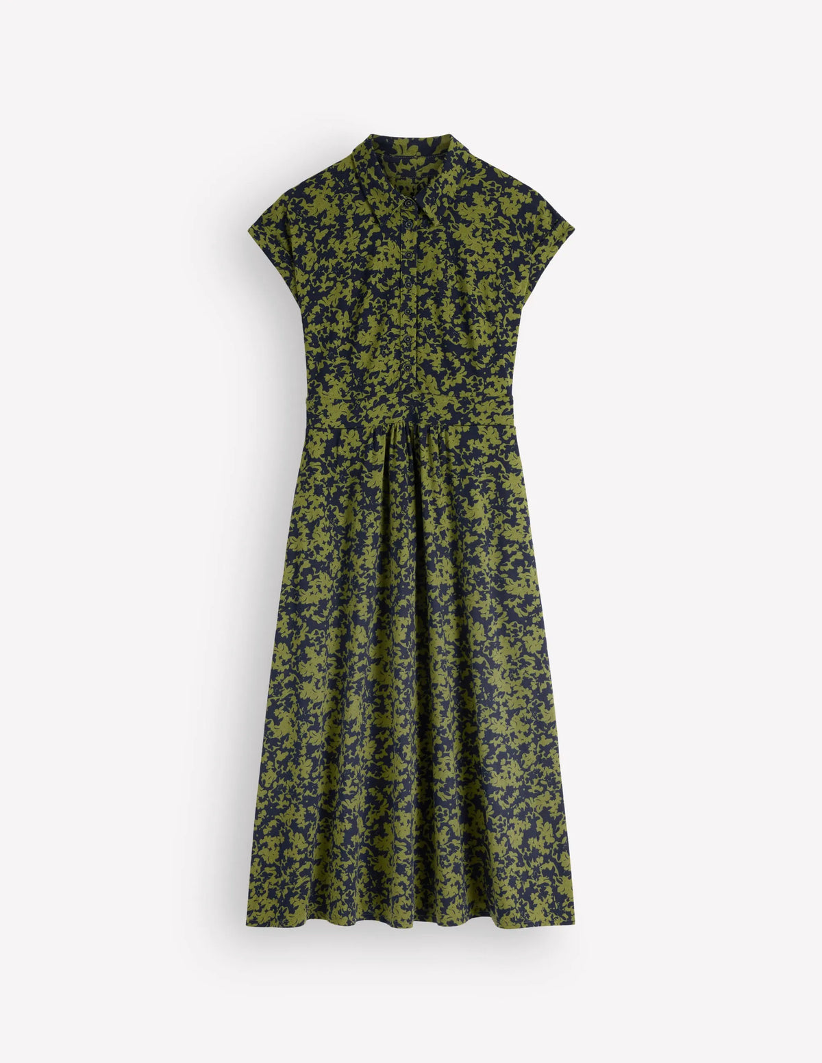 Fae Jersey Shirt Dress-Forest Green, Sprayed Leaf