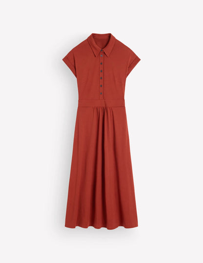 Fae Jersey Shirt Dress-Burnt Orange