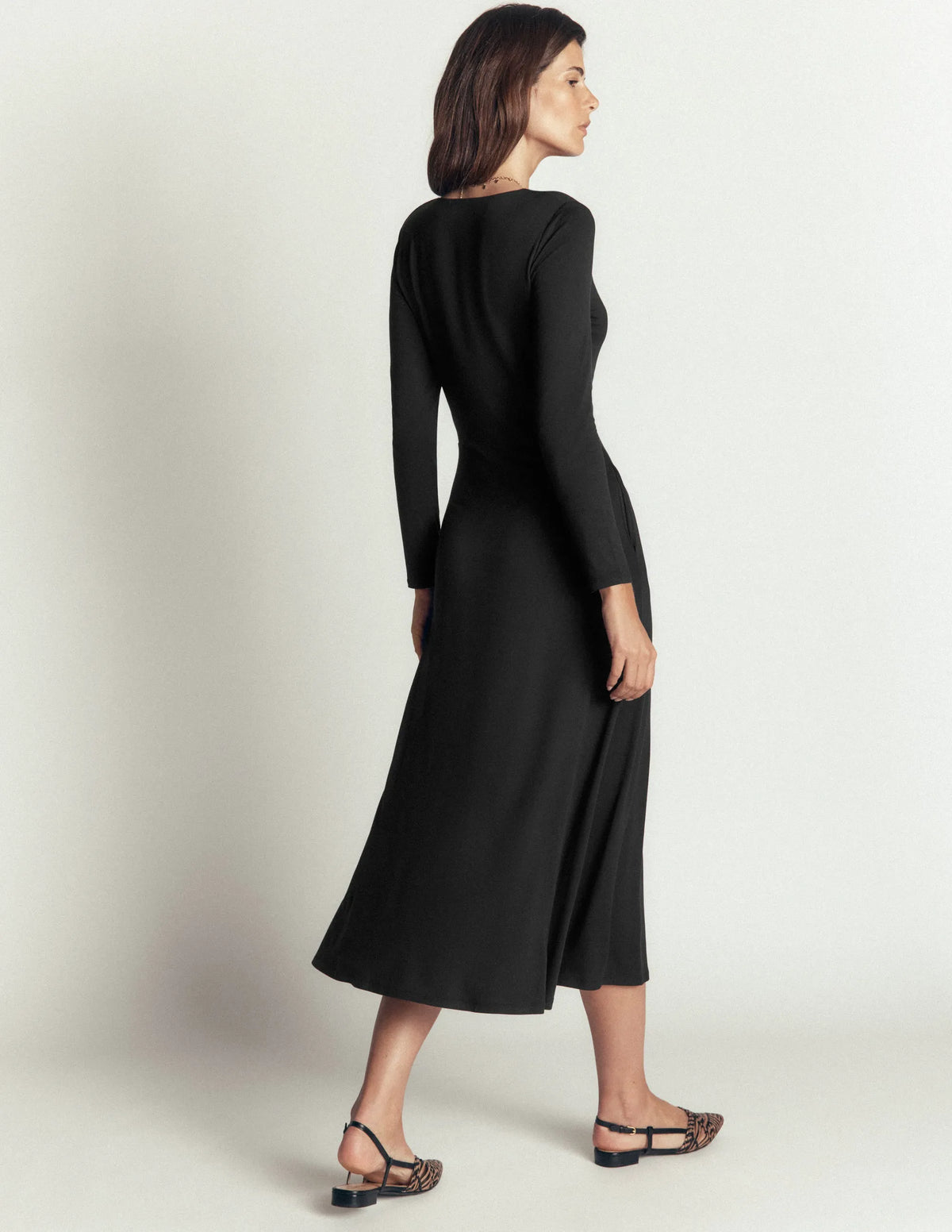 Jasmine Ruched Jersey Dress-Black