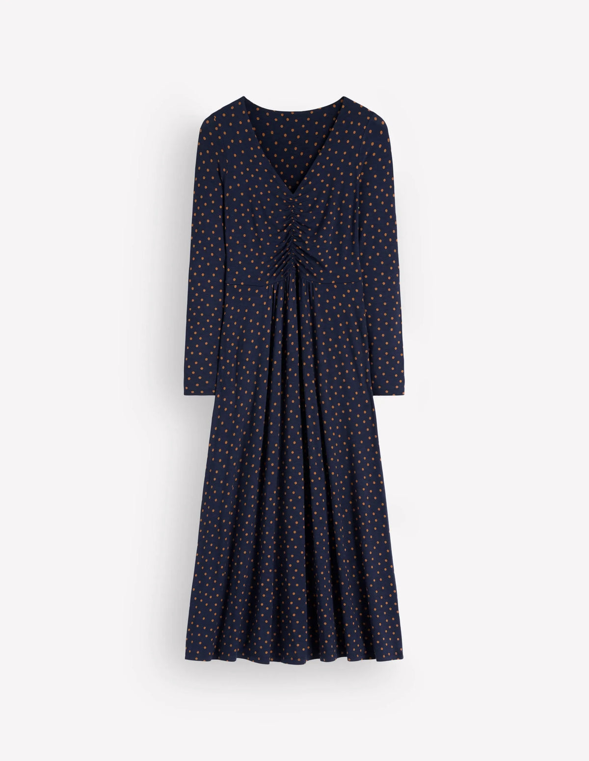 Jasmine Ruched Jersey Dress-French Navy, Painted Dot Space