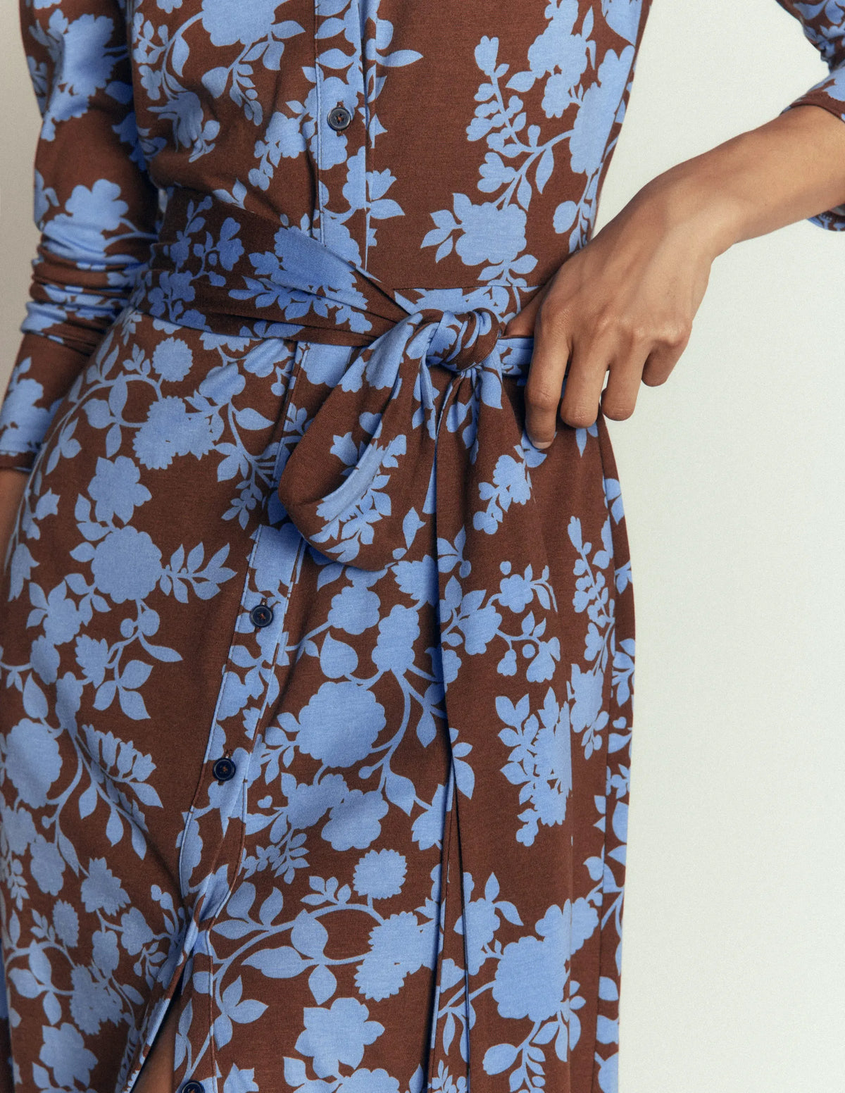 Honor Column Jersey Midi Dress-Raw Umber, Bouquet Breeze
