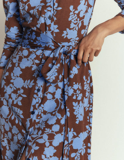 Honor Column Jersey Midi Dress-Raw Umber, Bouquet Breeze