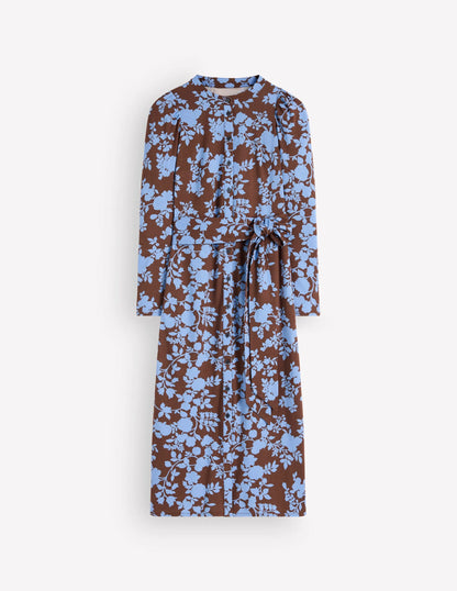 Honor Column Jersey Midi Dress-Raw Umber, Bouquet Breeze