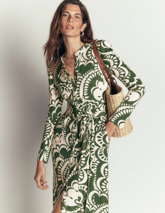 Honor Column Jersey Midi Dress-Chive, Flourishing Medley