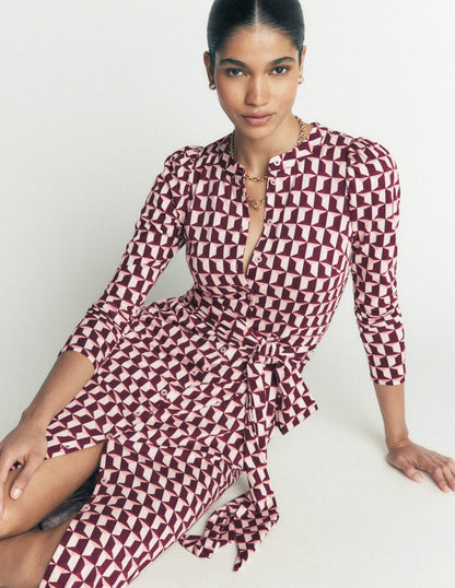 Honor Column Jersey Midi Dress-Deep Wisteria, Blocked Geo