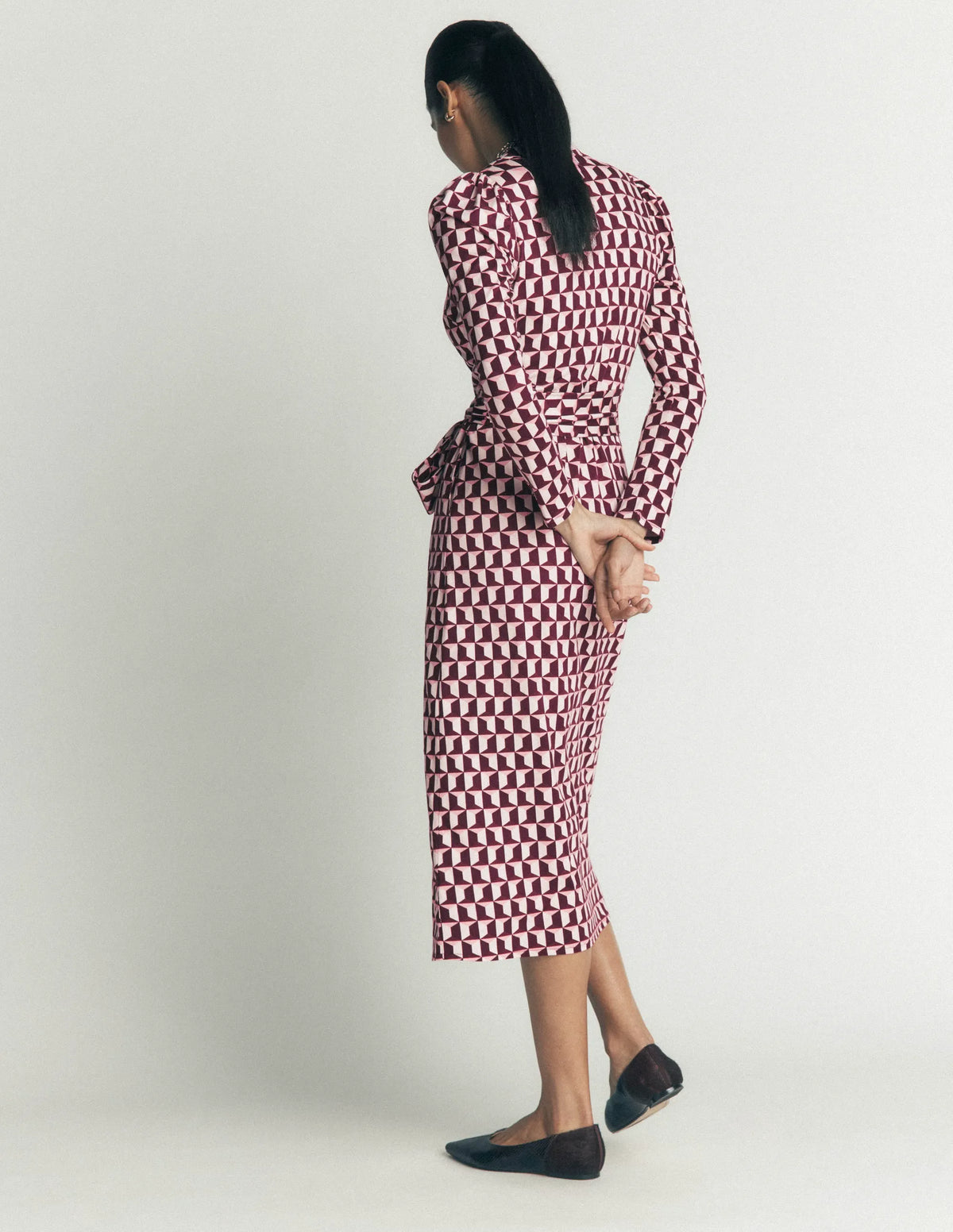 Honor Column Jersey Midi Dress-Deep Wisteria, Blocked Geo