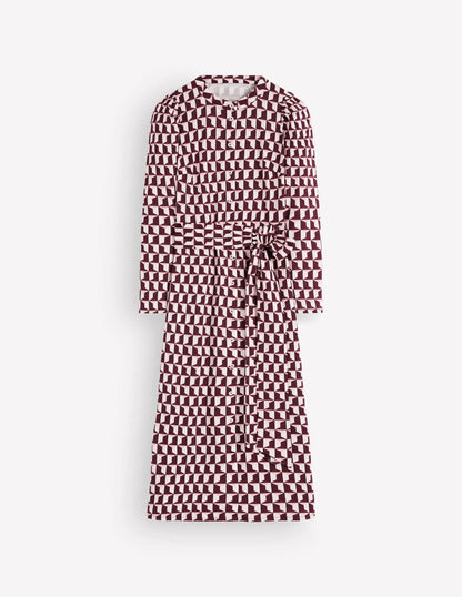 Honor Column Jersey Midi Dress-Deep Wisteria, Blocked Geo