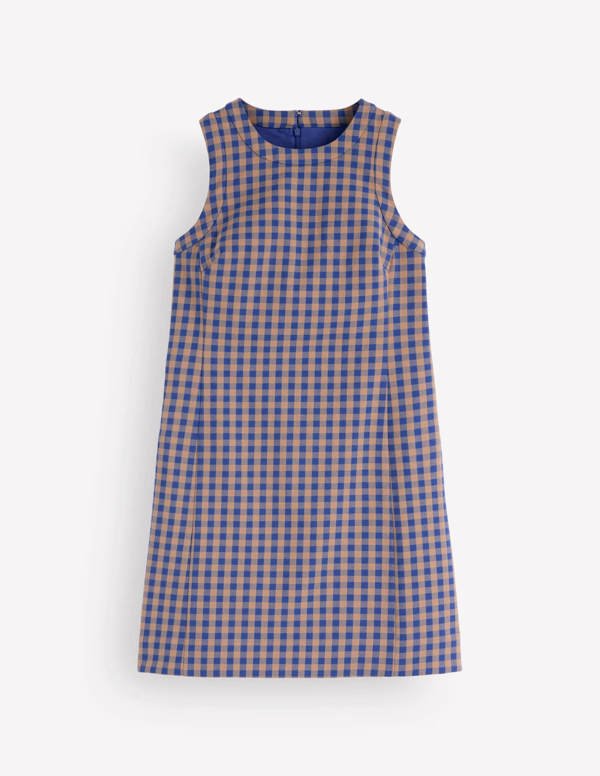 Lou Check Shift Dress-Camel, Blue Gingham