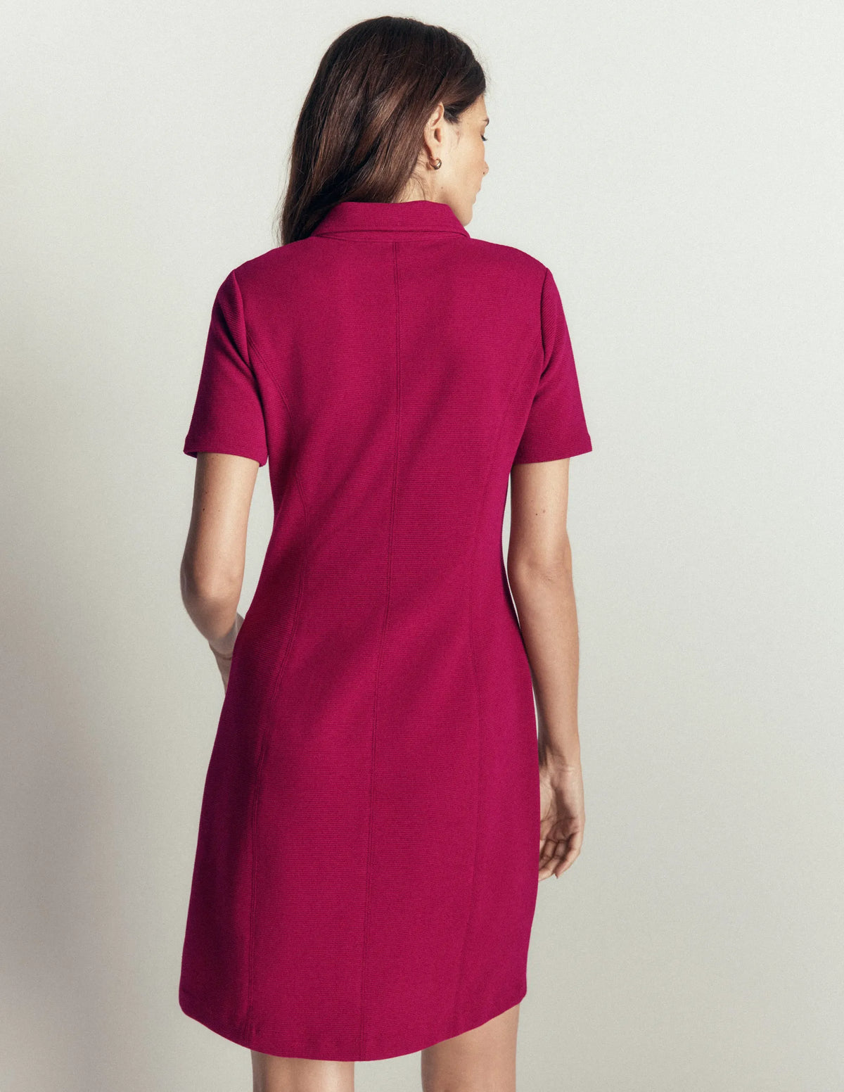 Nia Short Sleeve Ottoman Dress-Beetroot Red