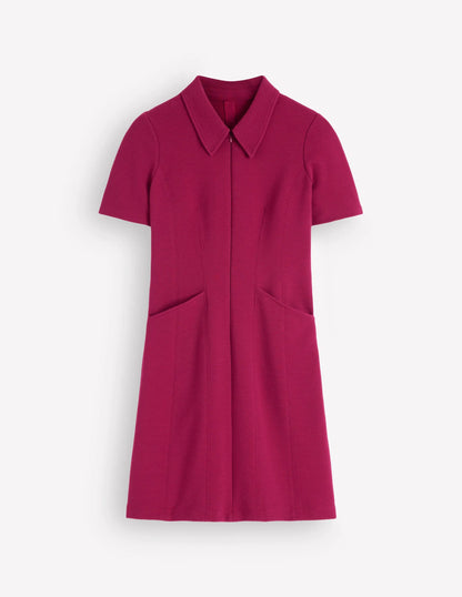 Nia Short Sleeve Ottoman Dress-Beetroot Red