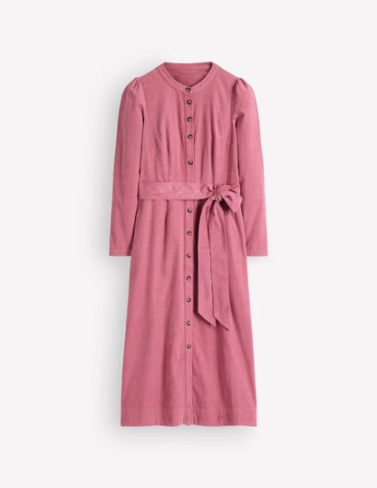 Louise Cord Midi Shirt Dress-Pink Heather