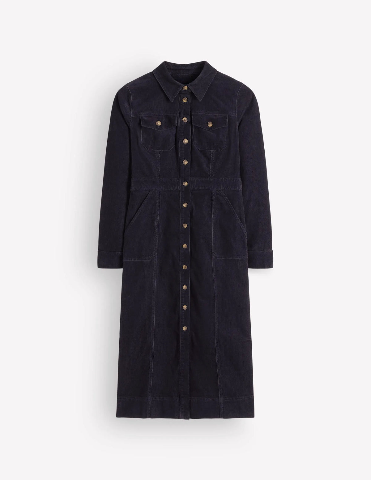 Fleur Cord Midi Dress-Navy
