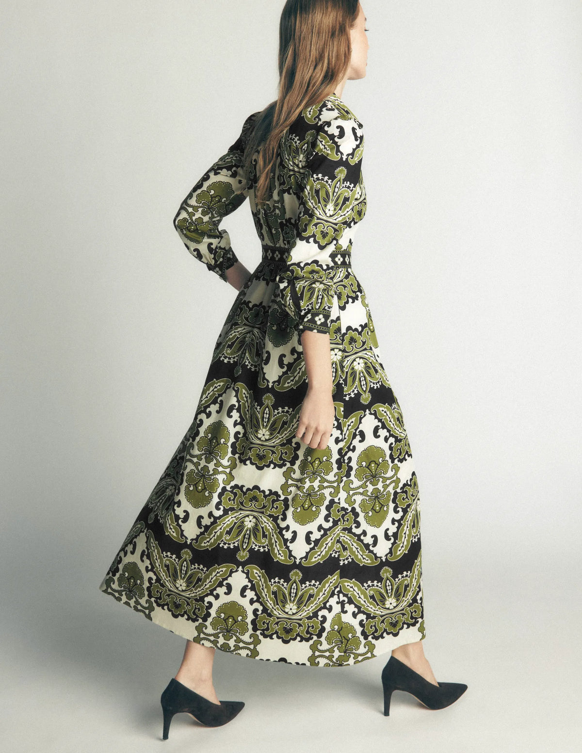 Maeve Cotton Midi Shirt Dress-Multi, Blossoming Gardenia
