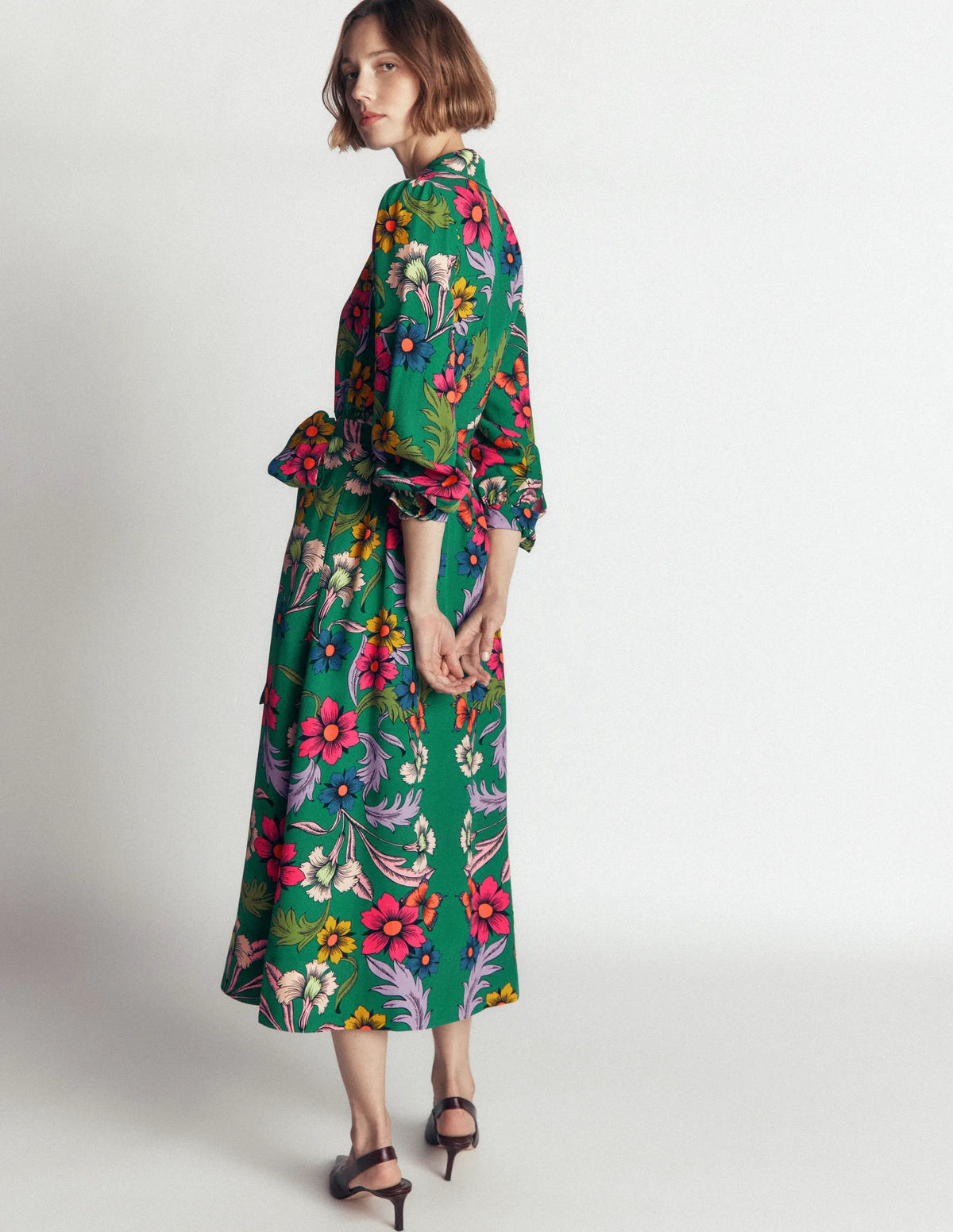 Maeve Occasion Shirt Dress-Jewel Green, Butterfly Bouquet