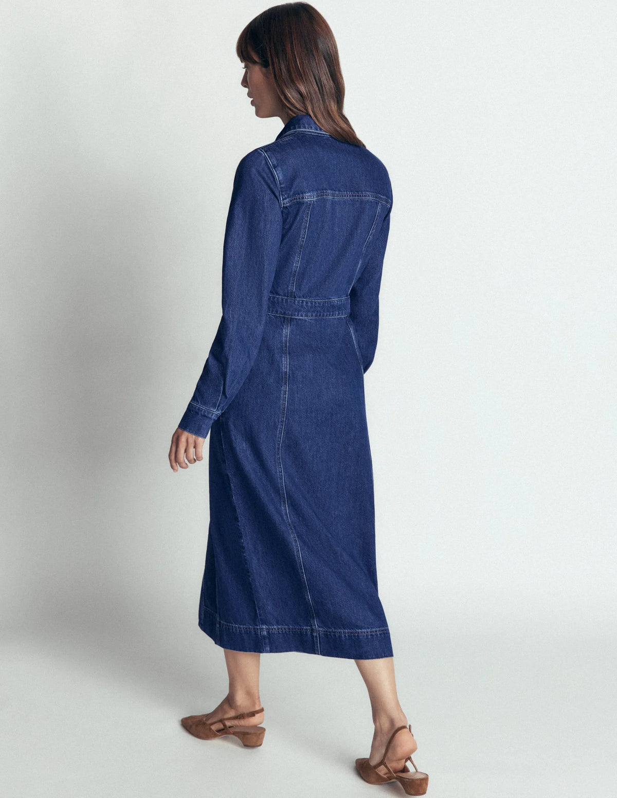 Fleur Denim Midi Dress-Mid Vintage Denim