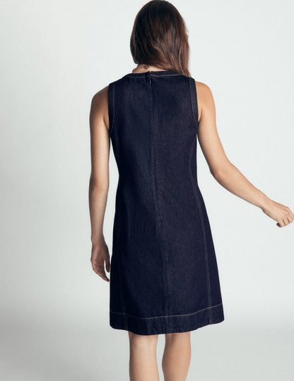 Lou Denim Shift Dress-Indigo Denim