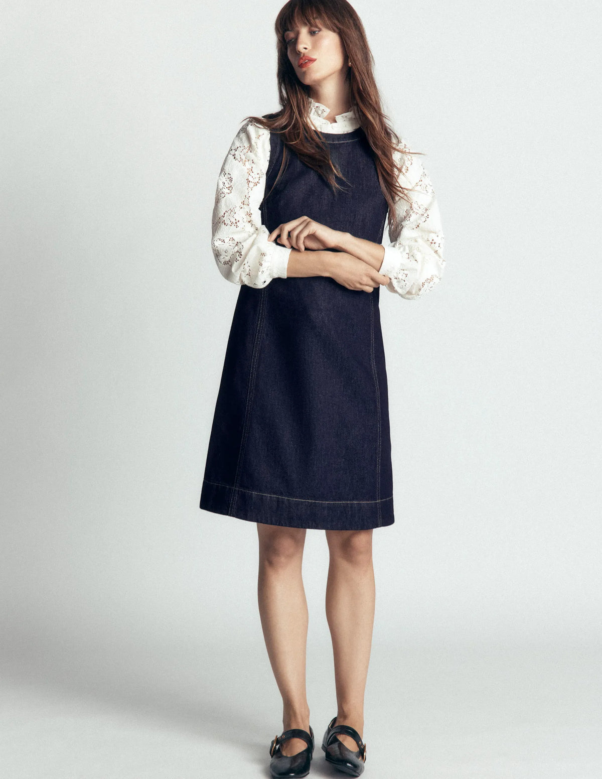 Lou Denim Shift Dress-Indigo Denim