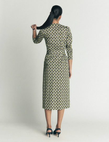 Louise Midi Shirt Dress-French Navy, Geo Party