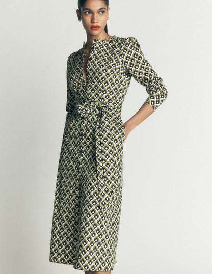 Louise Midi Shirt Dress-French Navy, Geo Party