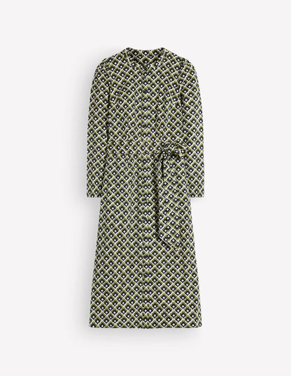 Louise Midi Shirt Dress-French Navy, Geo Party