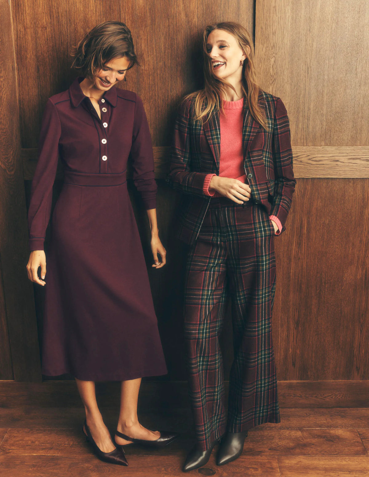 Etta Piping Detail Ponte Dress-Dark Cherry, Navy