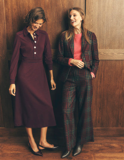 Etta Piping Detail Ponte Dress-Dark Cherry, Navy
