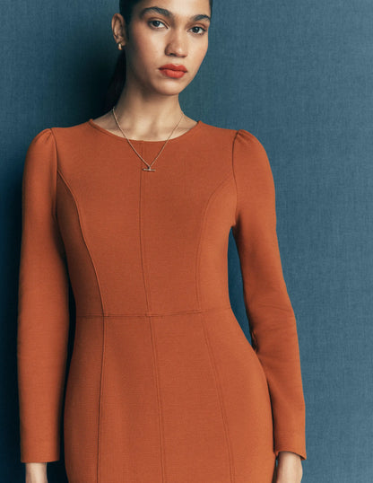 Marla Seamed Ottoman Dress-Gingerbread