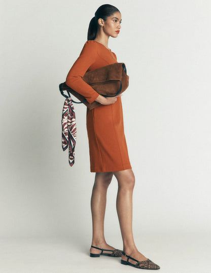 Marla Seamed Ottoman Dress-Gingerbread