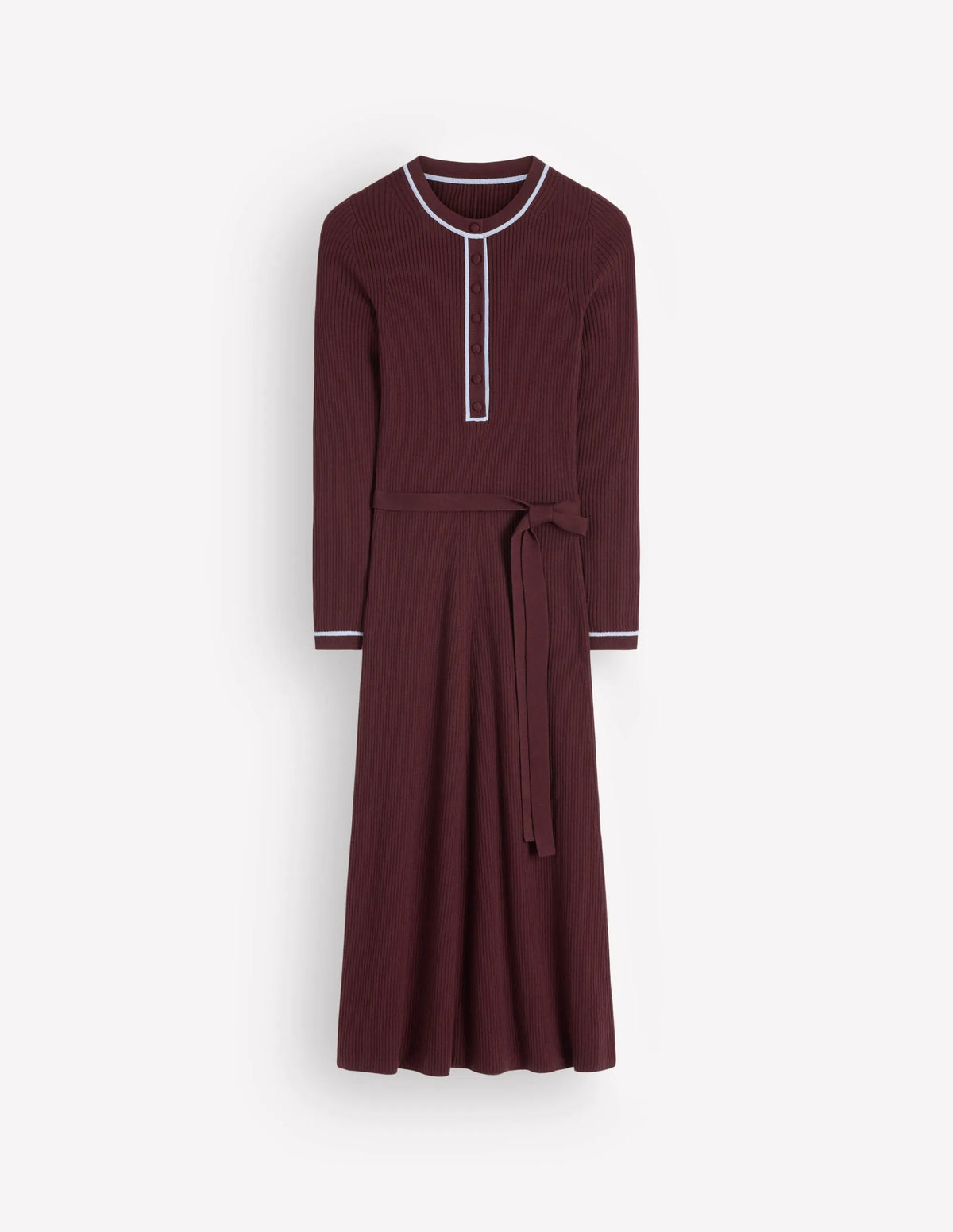 Paula Ribbed Crew Dress-Raw Umber, Faded Denim
