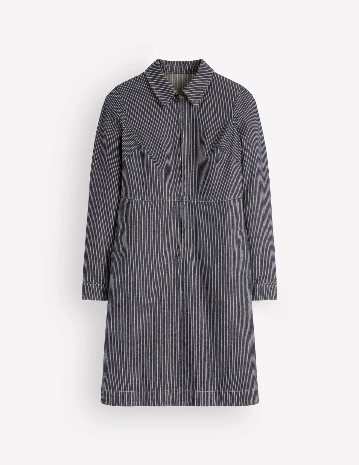 Bronte Denim Short Dress-Fine Denim Ticking Stripe