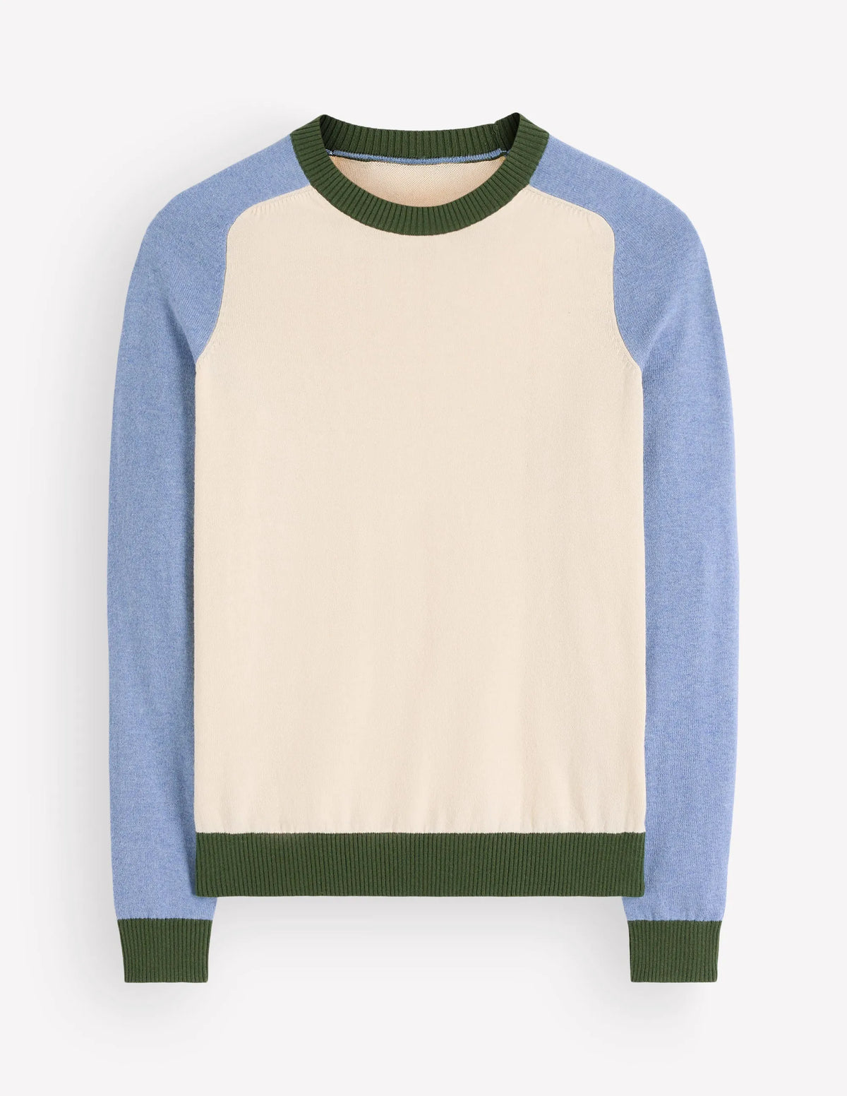 Meg Raglan Sleeve Sweater-Ivory, Blue and Green