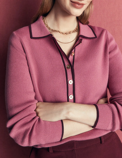 Liz Henley Sweater-Pink Heather