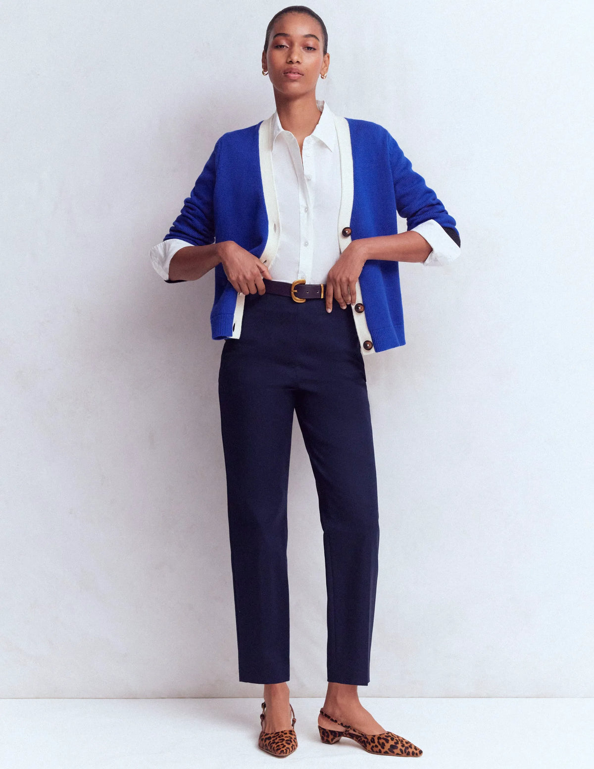 Lucy Relaxed Cotton Cardigan-Bright Blue, Colour Block