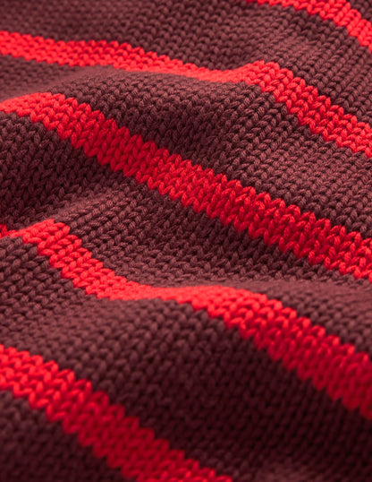 Lucy Chunky Cotton Sweater-Chestnut, Poppy Red