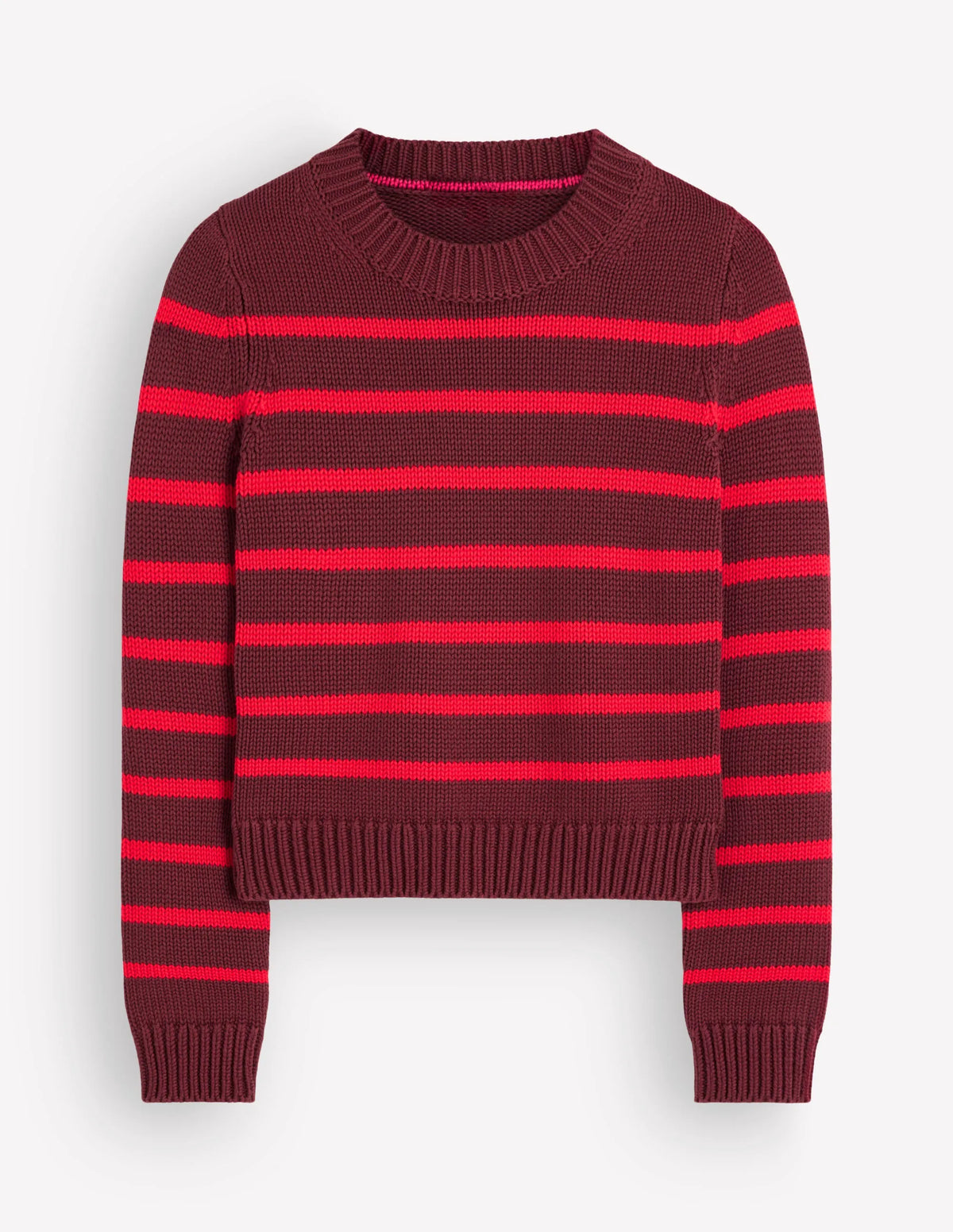 Lucy Chunky Cotton Sweater-Chestnut, Poppy Red