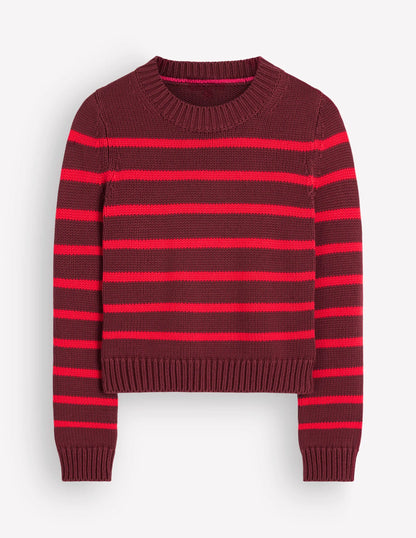 Lucy Chunky Cotton Sweater-Chestnut, Poppy Red