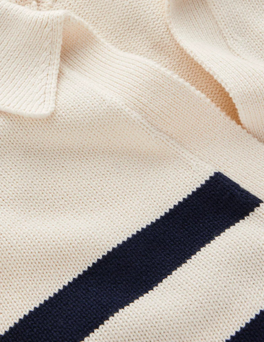 Lucy Cotton Henley Sweater-Ivory, Navy Stripe