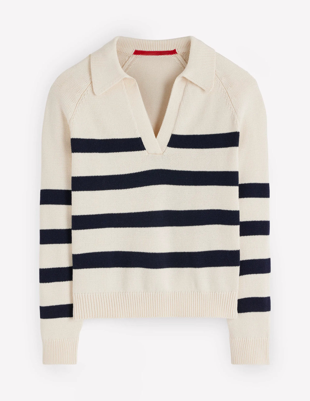 Lucy Cotton Henley Sweater-Ivory, Navy Stripe