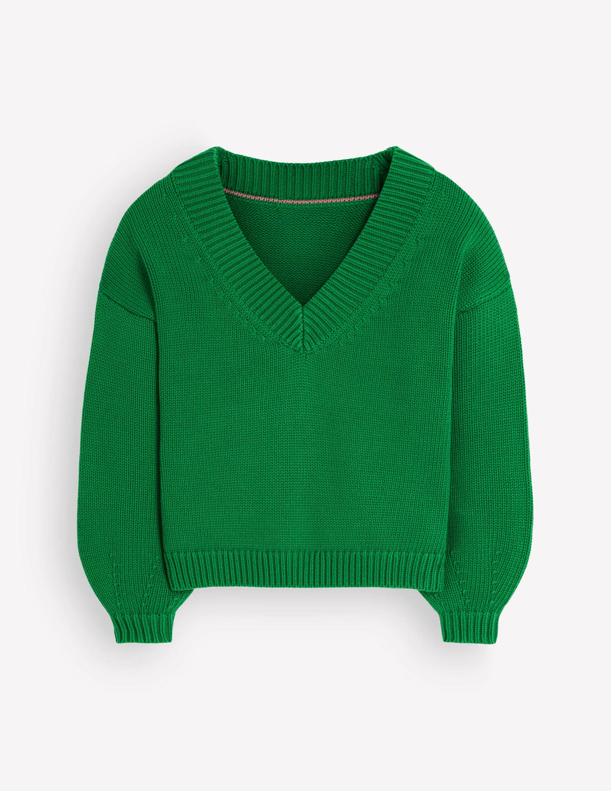 Lucy Cotton V-neck Sweater-Highland Green