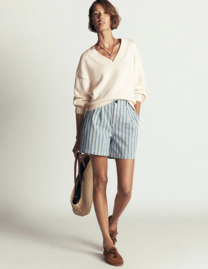 Lucy Cotton V-neck Sweater-Ivory