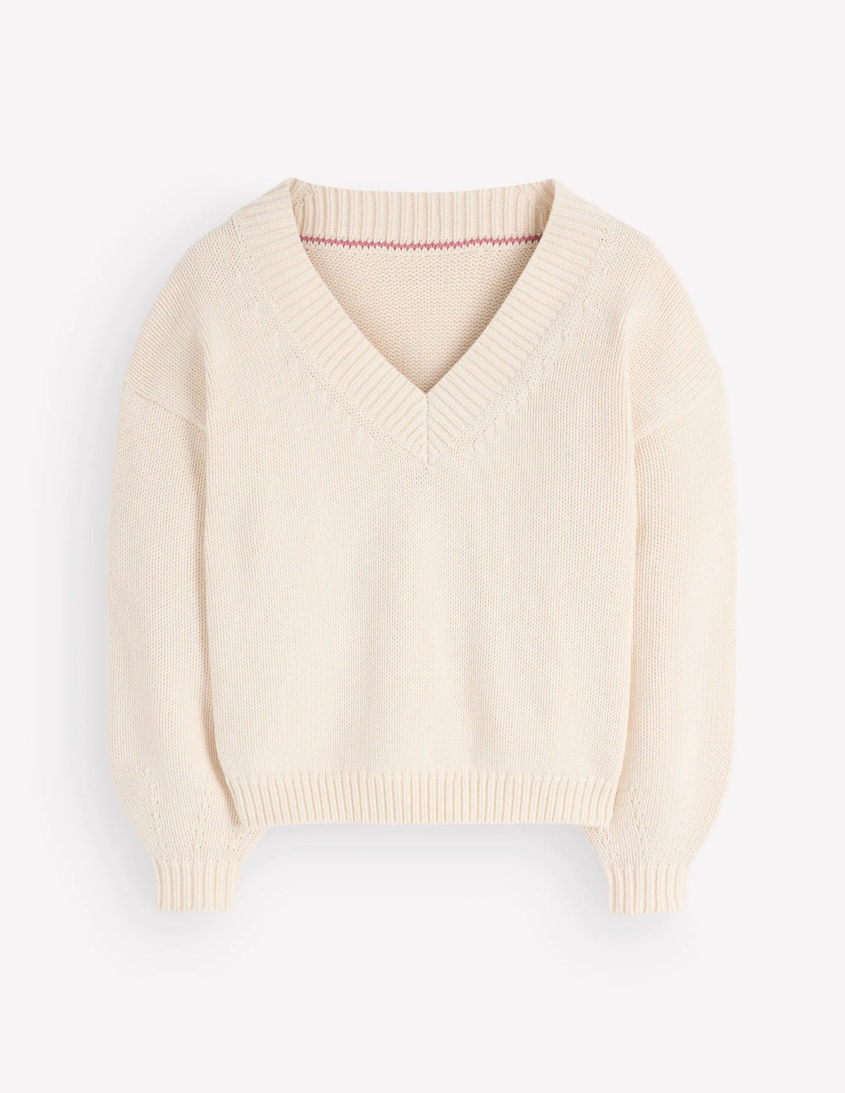 Lucy Cotton V-neck Sweater-Ivory