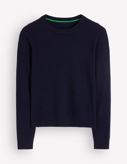 Elsie Cashmere Crew Sweater-Navy