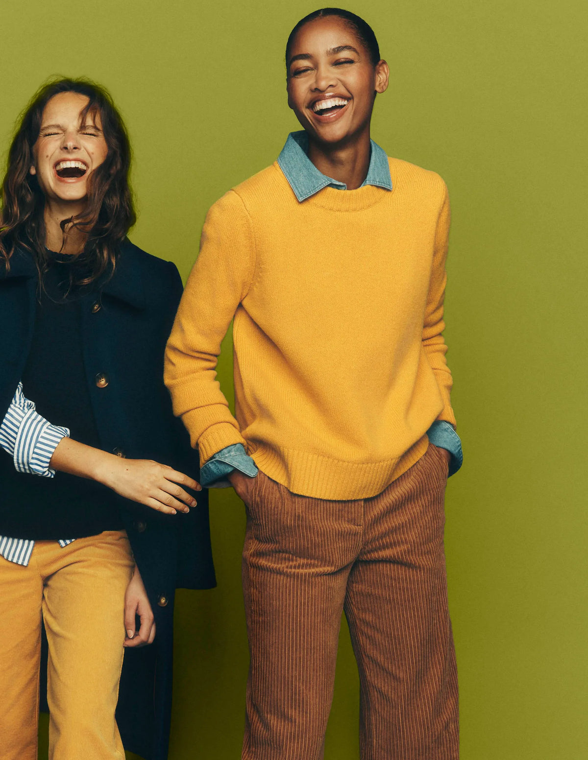 Marta Merino Wool Crew Sweater-Honey Yellow